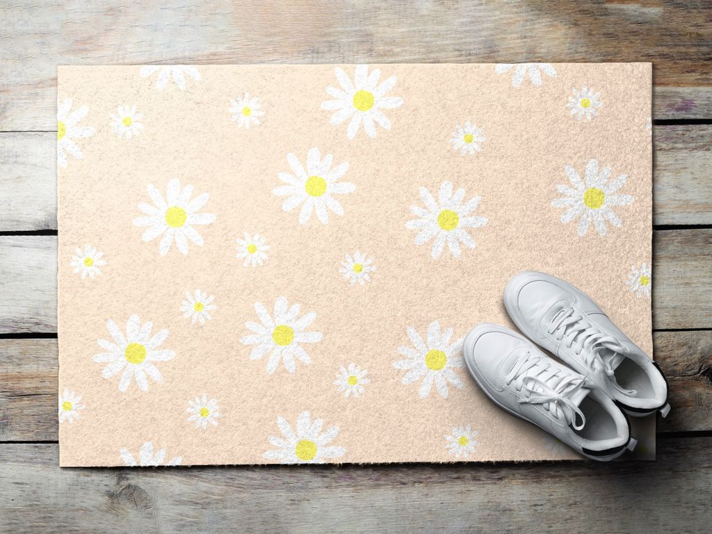 Fußmatte Aussen - Schuhmatte Haustür- Schmutzfangmatte Türvorleger - Outdoor Teppich Schmutzfänger - 90x60 cm - Blumen
