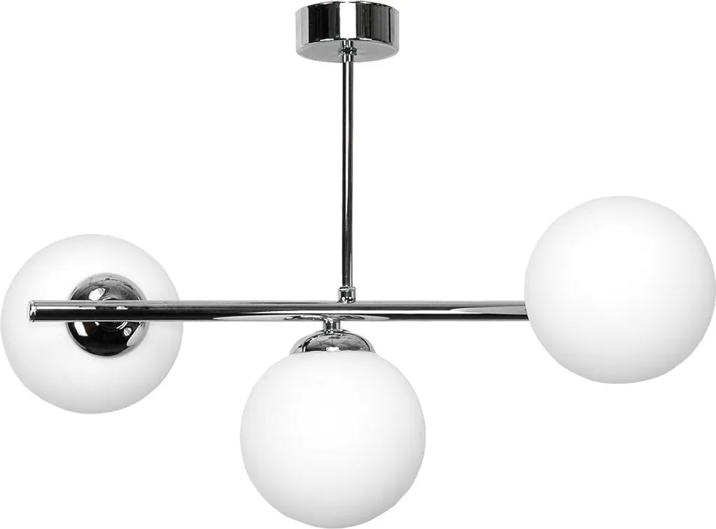 Plafonnier lustre en verre et chrome élégant avec 3 points de lumière