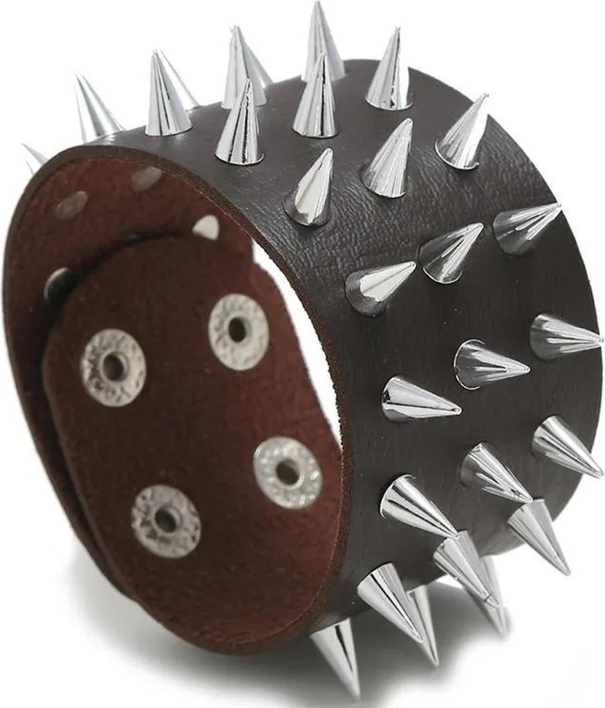 Spike-Armband für Herren - Braun mit auffälligen Spitzen KP33398