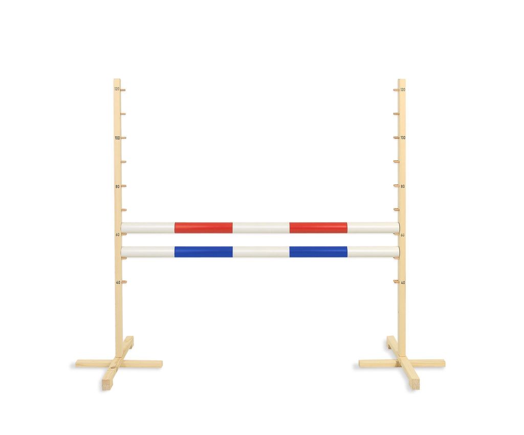 Sprunghindernis für Steckenpferd 120cm, zwei Balken - rot und blau