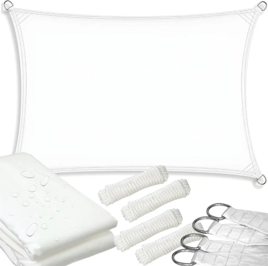 Vela parasole da giardino, tenda bianca, materiale UV, baldacchino, 2x4 m