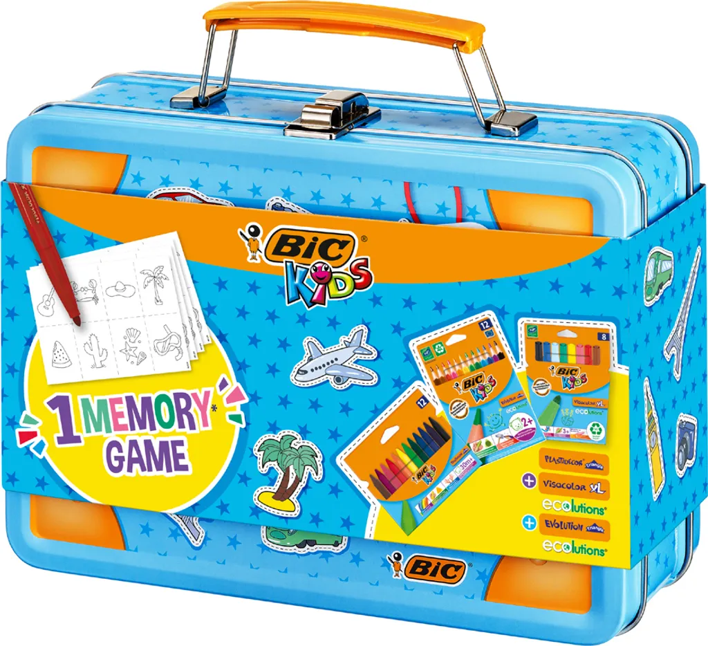 Kit Anti-Ennui BIC Kids Coloriage et Jeu Memory dans Valise Métal