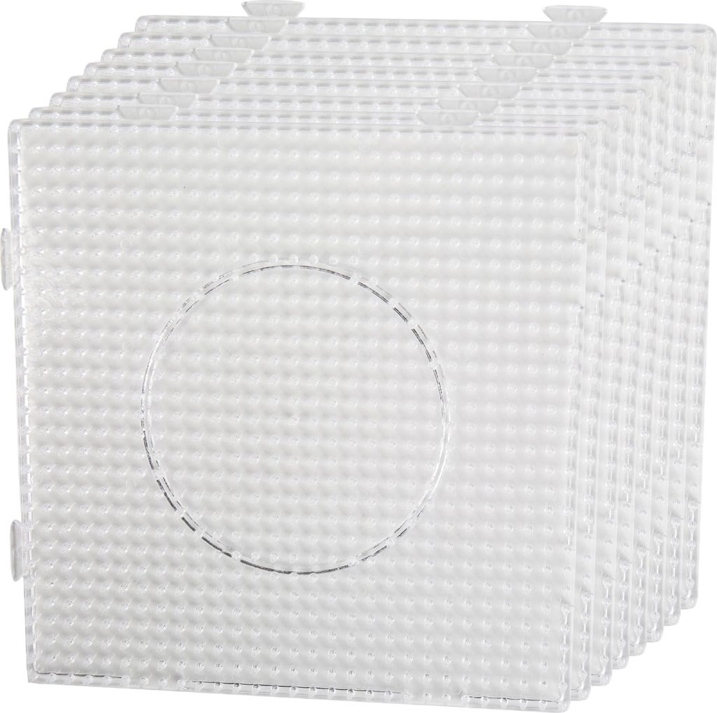 Smowo 8 Bügelperlen Platten - 5mm Steckplatten Quadratisch und transparent - zusammensteckbar mit Stiftplatten - 14,5 x 14,5 cm