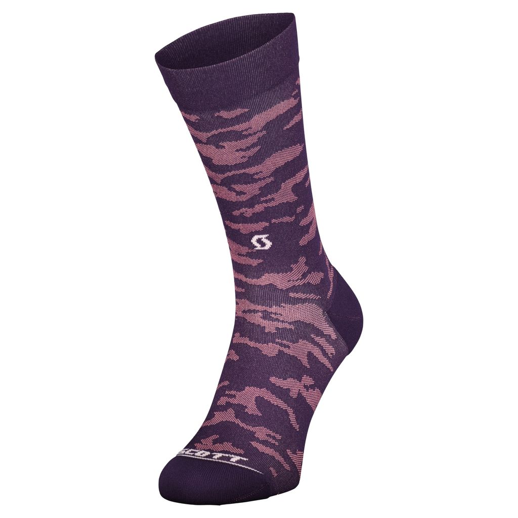 SCOTT Klassische Fahrradsocken - TRAIL CAMO CREW - Lila/Weiß 45-47