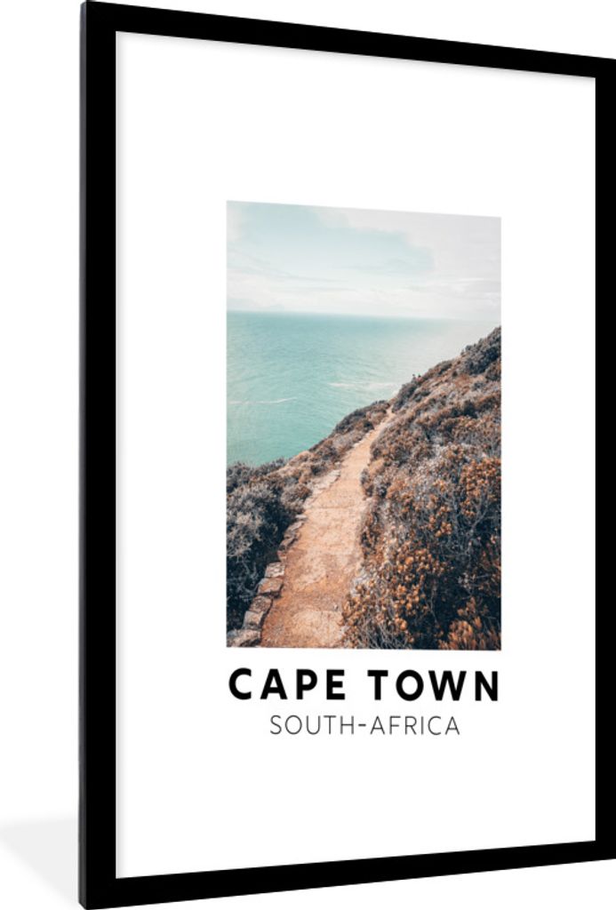 MuchoWow Gerahmtes Poster Südafrika - Straße - Natur - Meer 60x90 cm - Poster mit Schwarzem Bilderrahmen Wandposter Rahmen Foto Bilder - Dekora...