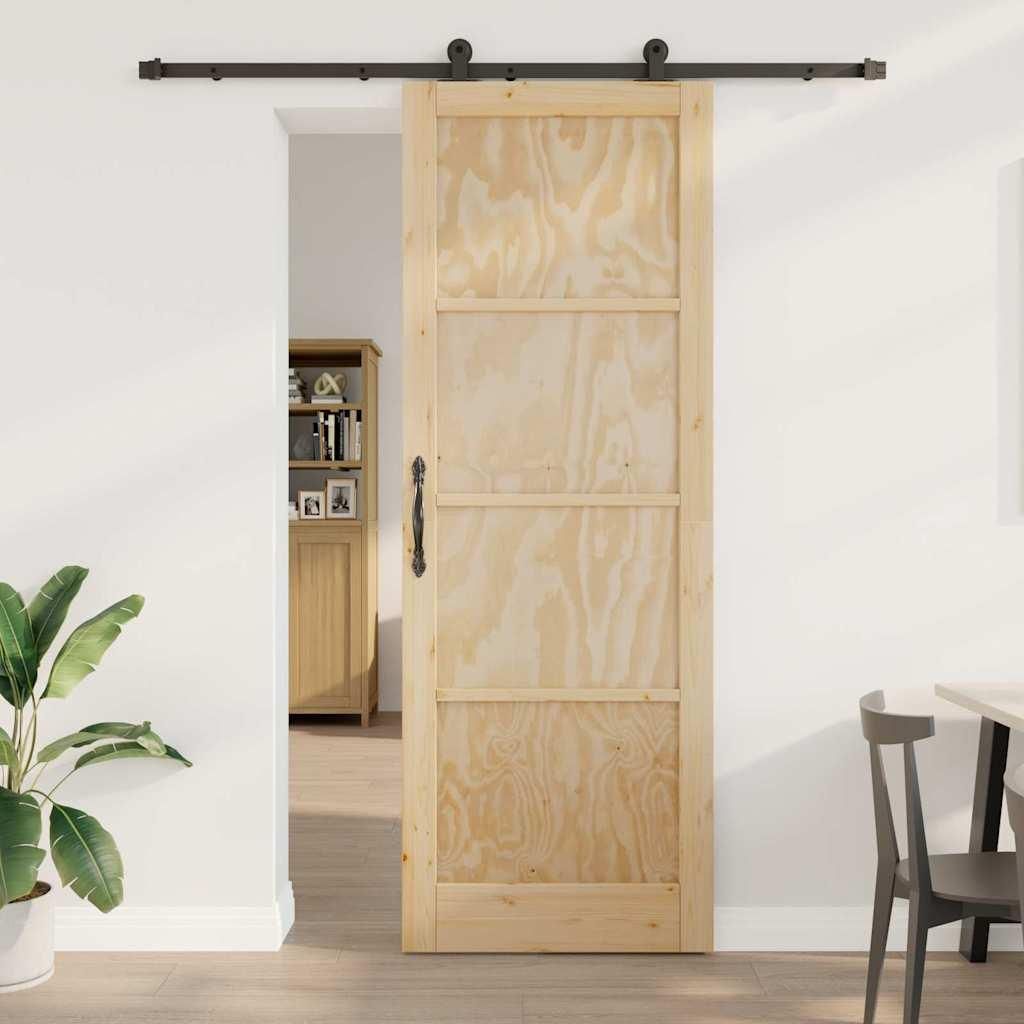 "Spring Sale"Schiebetür - modernes Design - Innentür - für Flure und Wohnzimmer - Natürlich und Schwarz 83x232cm NEU483624 - Haustüren