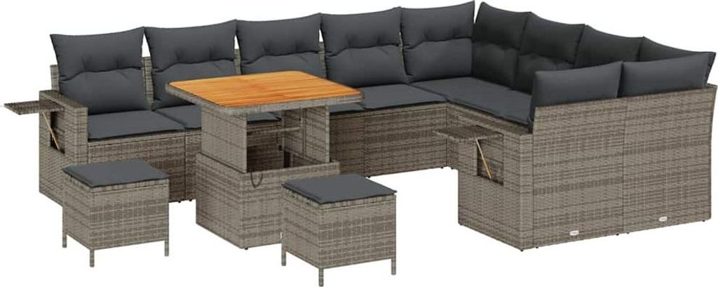 vidaXL Gartensofa-set 12 pcs Grau Poly-Rattan