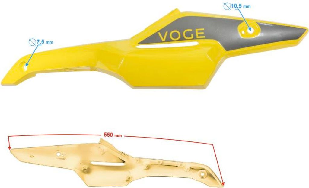 Rechtes oberes Tankgehäuse gelb VOGE 300 Rally (341200032-0018)