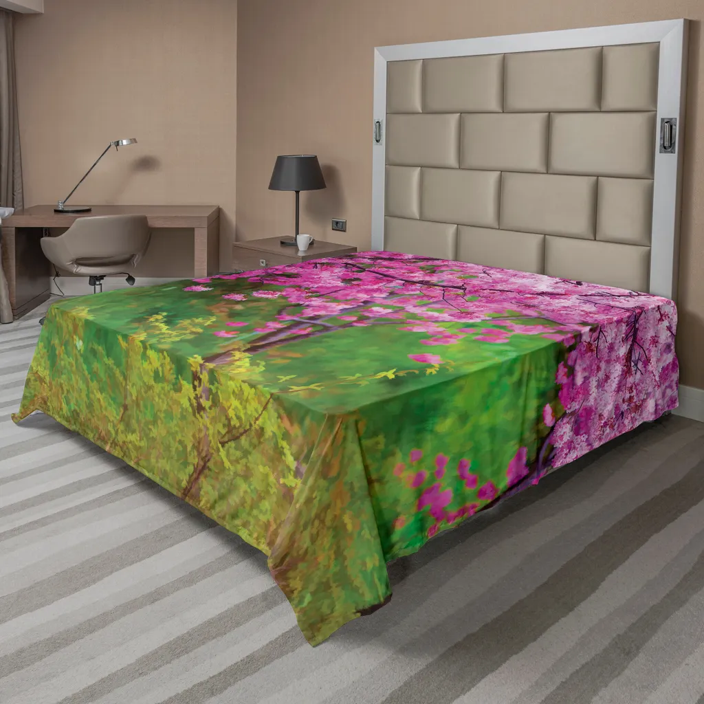 Lenzuolo Decorativo Sakura ABAKUHAUS 275x260 - Stile Zen Rosa Verde