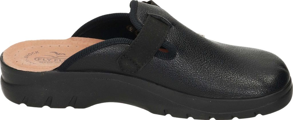 Fly Flot Herren Hausschuh Lederdecksohle Pantoffel Clog 220038, Größe:44 EU, Farbe:Schwarz