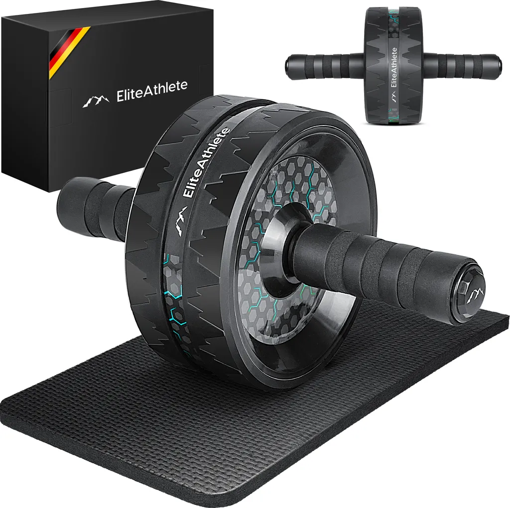 Entraîneur Abdominal AB Roller avec Roue Stable et Tapis Confort Bleu