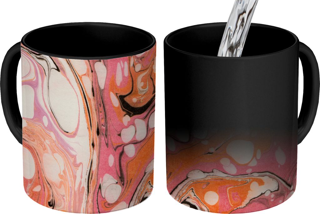 MuchoWow Zauber Tasse Zaubertasse Magic Marmor - Orange - Glocken 350 ml Farbwechsel Becher Geschenk Geschenkidee - Magic-Tasse - Fototasse - Ker...