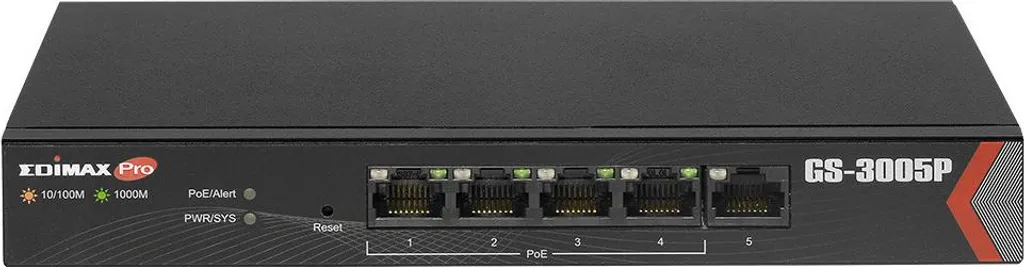 Commutateur Réseau PoE 5 Ports Gigabit Administrable Edimax GS-3005P