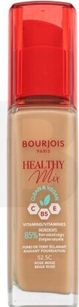 Bourjois Healthy Mix Clean & Vegan Radiant Foundation Flüssiges Make Up für Einigung des farbigen Hauttones 52.5C Rose Beige 30 ml