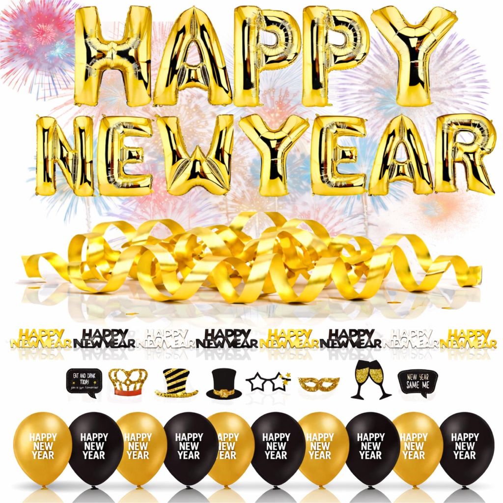 XXL Silvester Deko Set - Happy New Year Neujahr Dekoration Produktbild 