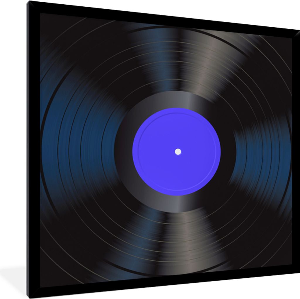MuchoWow® Gerahmtes Poster Blau - LP's Vinyl - Retro 40x40 Produktbild 