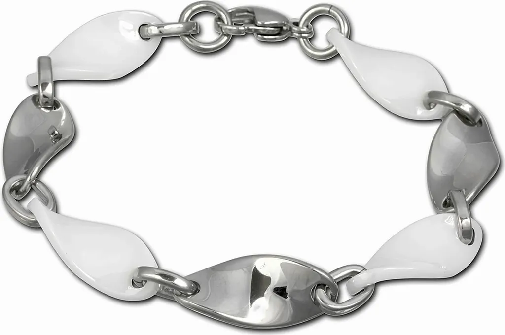 Bracciale Amello in acciaio inox ceramica wave argento bianco gioielli da donna ESAX08W