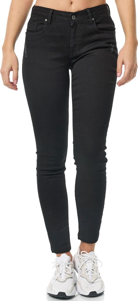 Tazzio Damen Skinny Fit Jeans F112 (Schwarz, 44)