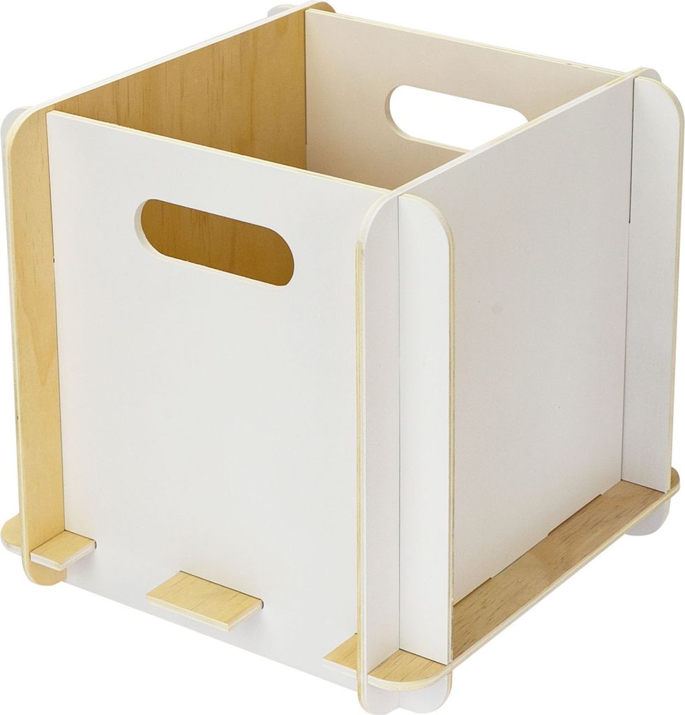 HMF Aufbewahrungsbox aus Holz, Regalbox passend für Bücherregale, 25x25x25 cm, Weiß