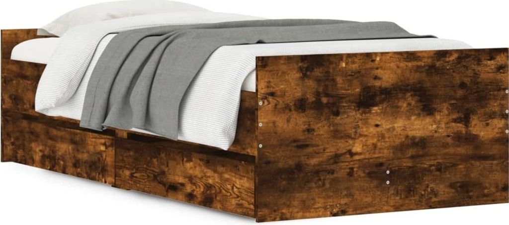 Bett mit Schubladen Räuchereiche 75x190 cm