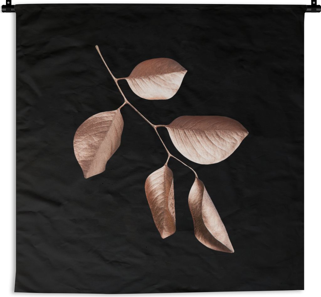 MuchoWow Wandteppich Wandbehang Rosa - Blatt - Gold 150x150 cm Tapisserie Dekoration Wandtuch - Wohnaccessoires - Modernes