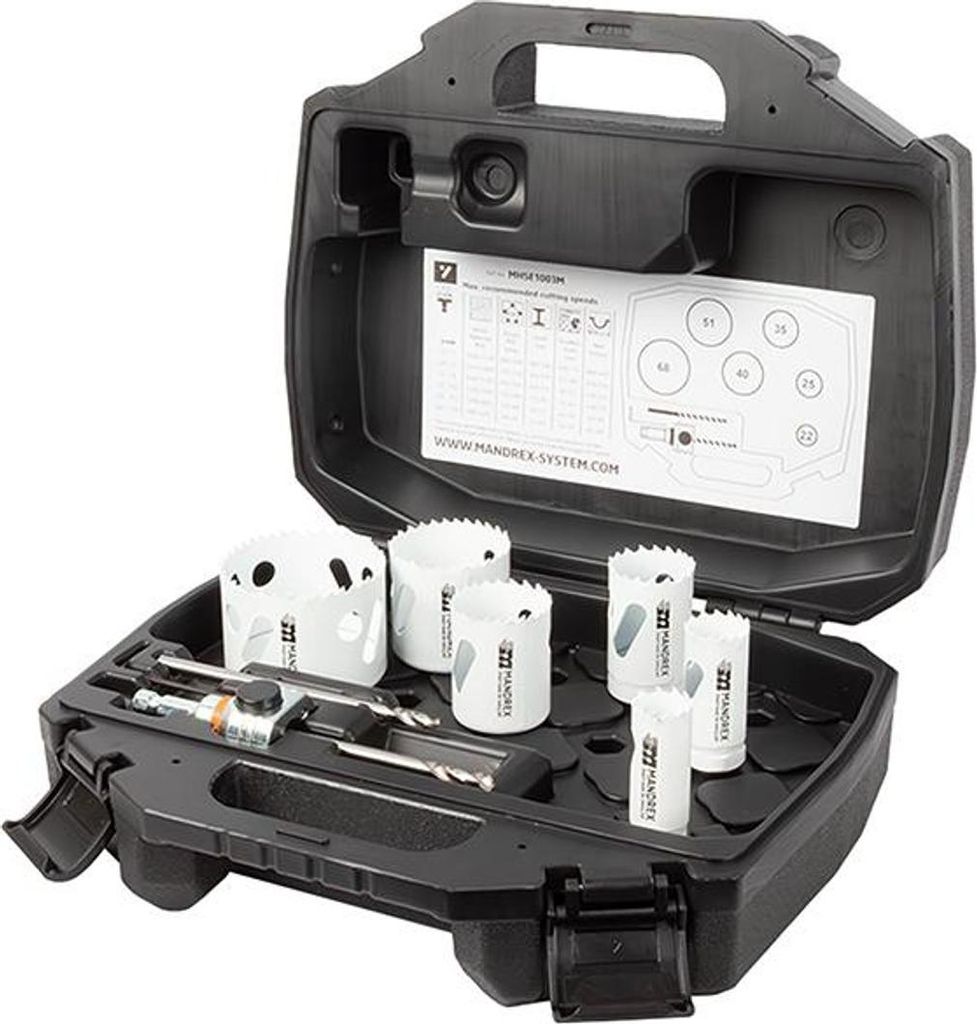Mandrex BiMetall Lochsägen Set MXqs Elektriker SpeedXCut M42 D22,25,35, 40,51,68mm