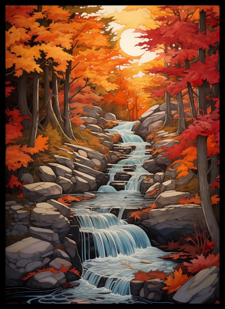 Plakat 39,5x55cm Herbstliche Wasserfälle