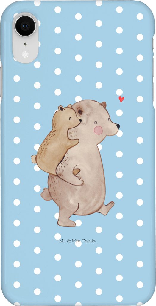 Mr. & Mrs. Panda Iphone XR Handyhülle Papa Bär - Blau Pastell - Geschenk, Vatertag, Premium Kunststoff, Geburtstag, Handy Case, Muttertag