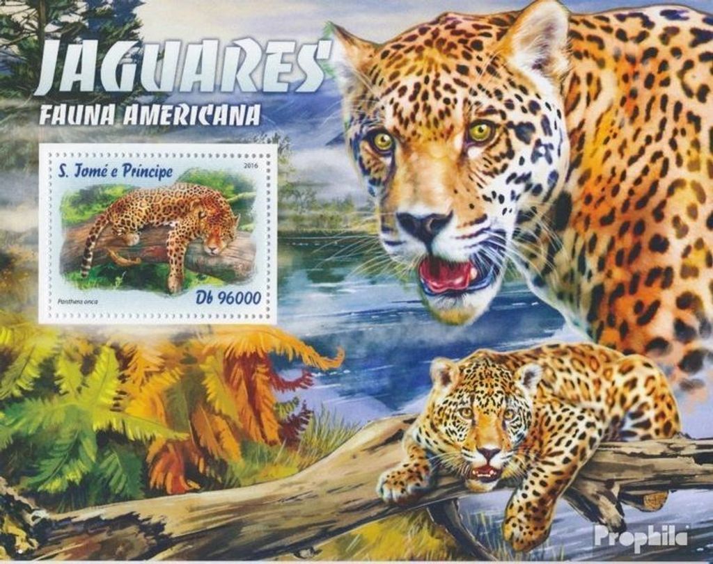 Briefmarken Sao Tome e Principe 2016 Mi Block 1207 (kompl. Ausgabe) postfrisch Jaguare