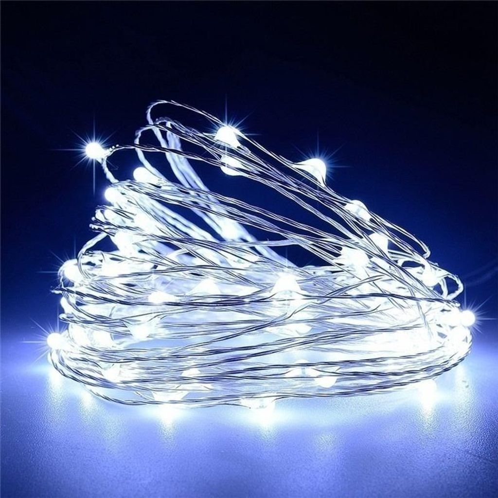 MasterLED LED Lichterkette Weihnachten 10m - 100 LED - 6500K Kaltweiß - Innen Deko - strahlendes Winterlicht - USB