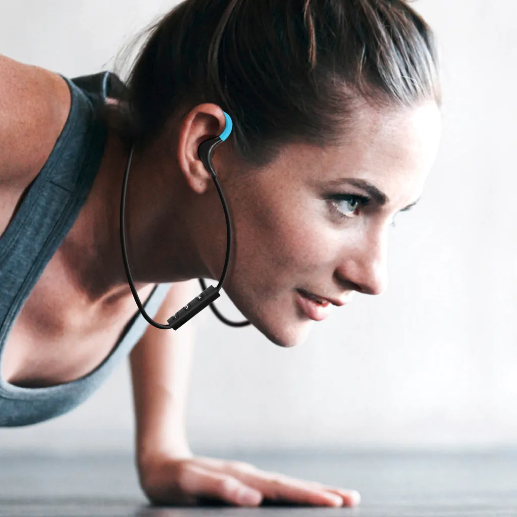 Auricolari Blu Bluetooth per Sport e Ufficio - Microfono Integrato - 4