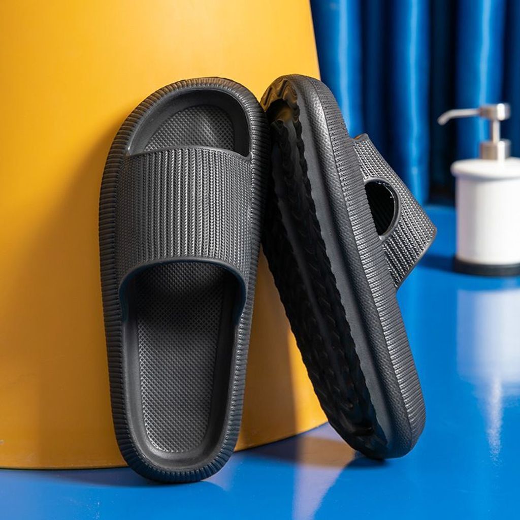 Damen Herren PILLOW SLIDE Sandale Non-Slip Hausschuhe Soft Schuh Drinnen Draußen Schwarz 38/39