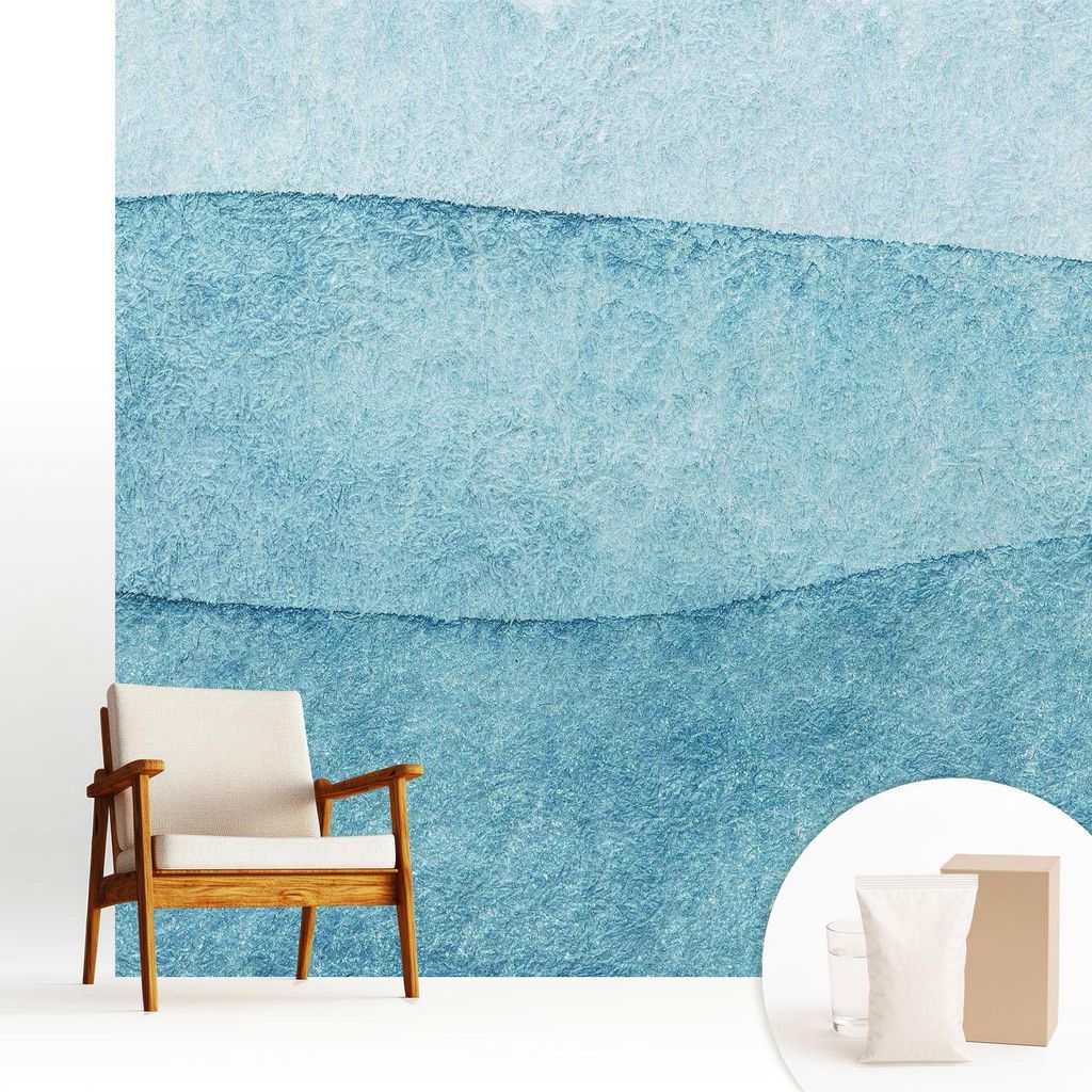 Fototapete - 250x250 cm - Tapete - Wandtapete - Wandbilder - Dekofolie - Tapete Folie - Wand - Dekoration - Wohnzimmer - Blaue Wellen