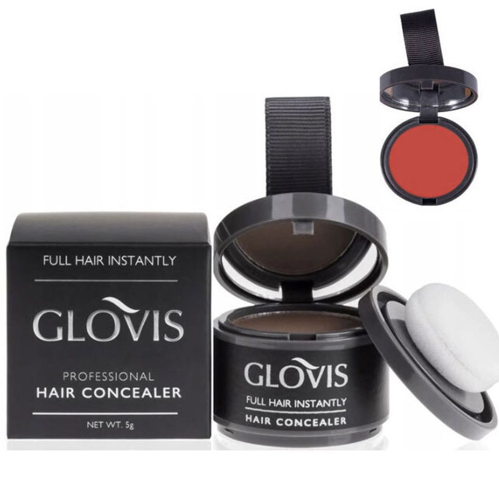Glovis Haar Concealer ROT - Ansatzpuder Haarverdichtungspuder Ansatz kaschieren Bartauffüllung