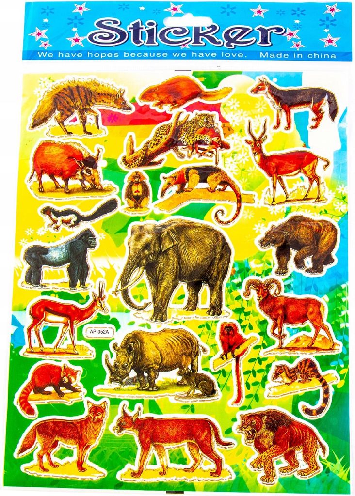 Zoo Safari Tier Sticker Set - Bunter Aufkleber Bogen für Kinder Basteln & Deko 20x25cm