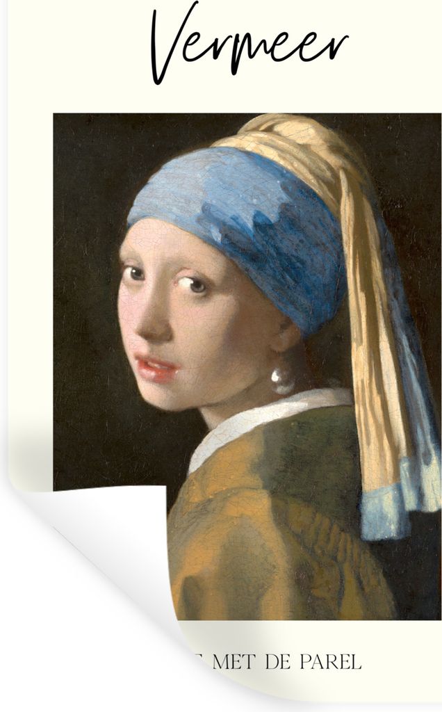 MuchoWow Wandtattoo Wandsticker Wandaufkleber Mädchen mit Perlenohrring - Vermeer - Kunst 20x30 cm Selbstklebend und Repositionierbar - Sticker ...