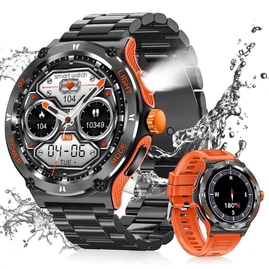 Smartwatch Herren Fitness Watch ,mit 3ATM Wasserdicht Blutdruck Sportuhr Telefonfunktion ,Kompatibel Herzfrequenz Schrittzähler ,für Android iOS