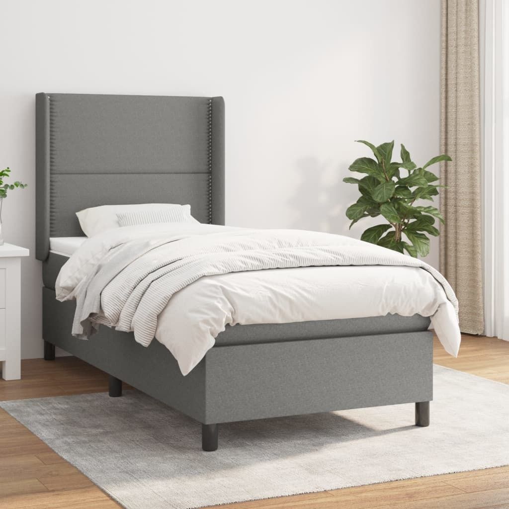 Maison Exclusive - Boxspringbett mit Matratze Dunkelgrau 80x200 cm Stoff