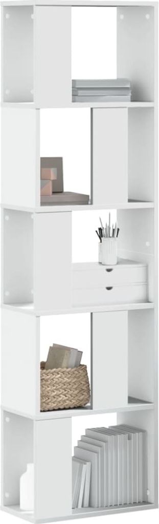 "im Angebot" Bücherregal, Standregal, Aufbewahrungsregal, 5 Böden Weiß 45x23,5x162,5 cm Holzwerkstoff - Aktenregal CC23858