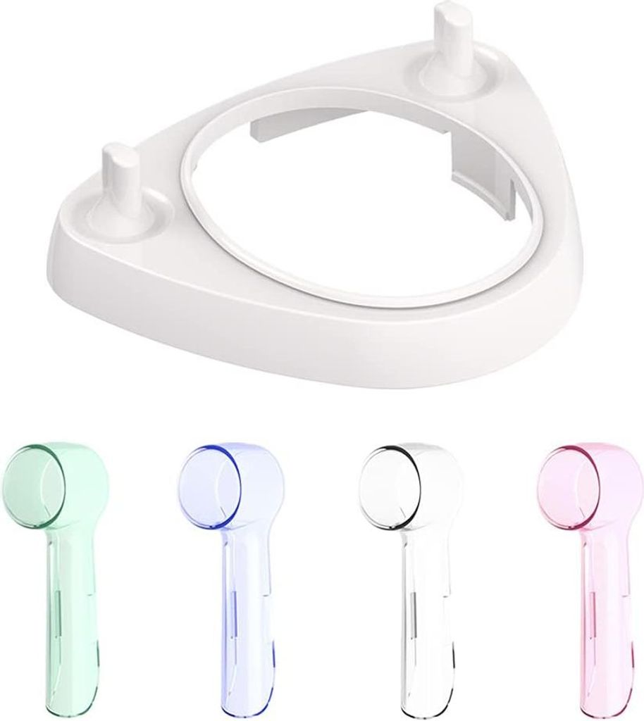 Elektrischer Zahnbürstenhalter mit 1 Ladestationsschlitz und 2 Zahnbürstenkopfhaltern + 4 PCS Zahnbürstenkopfabdeckungen für Oral B