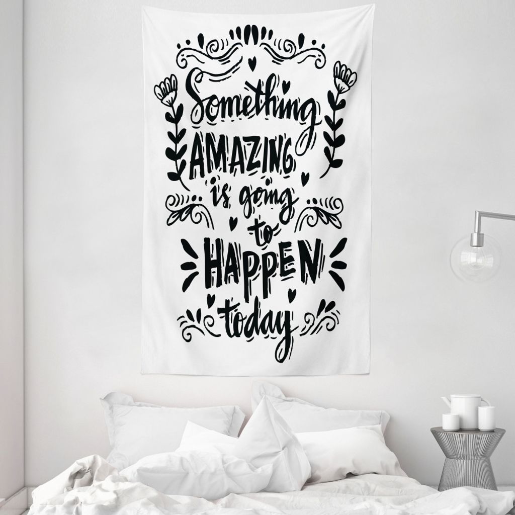 ABAKUHAUS motivational Wandteppich und Tagesdecke, Handgezeichnete Phrase aus Weiches Mikrofaser Stoff Waschbar ohne Verblassen Digitaldruck, 140 x...