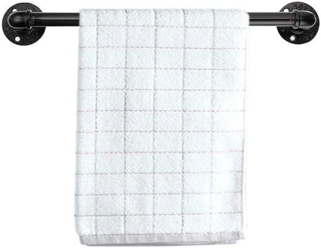 Accessoire porte-serviette mural en fer noir - Style ancien pour douche