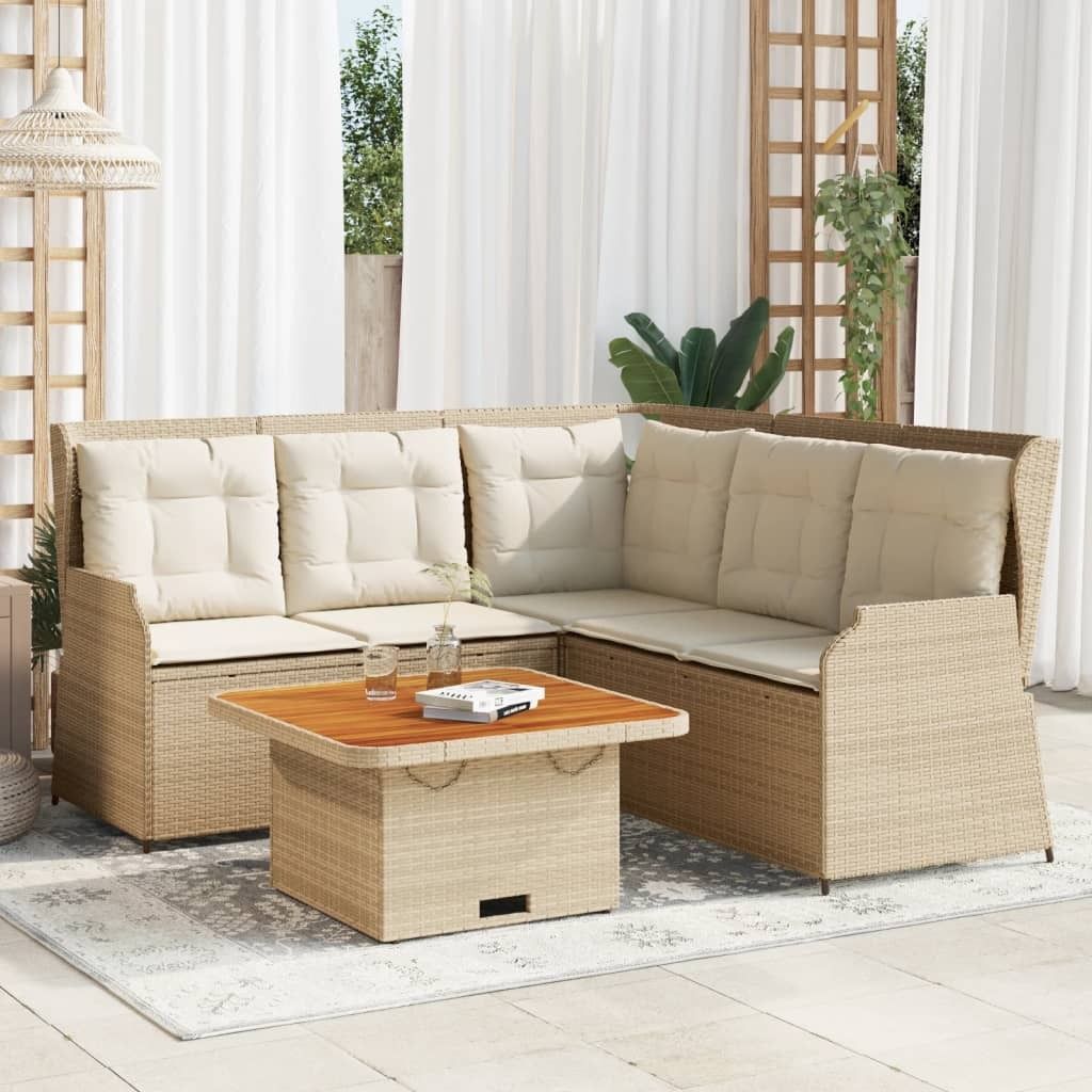Industrie-Stil 4-tlg. Garten-Lounge-Set Sofa Set Essgruppe mit Kissen Beige Poly Rattan Terrassenmöbel2024 cloris
