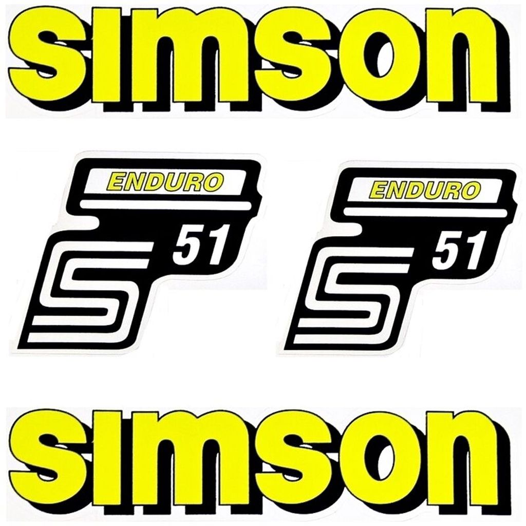 schwarz für Simson S51 Simson Schriftzug Simson Folie Aufkleber Tank neongelb