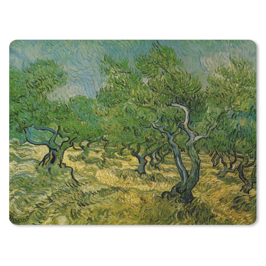 MuchoWow Mauspad Mousepad Olivenhain - Vincent van Gogh 40x30 cm - Mousepads - Maus Mat - Pad - Mausunterlage - Anti Rutsch