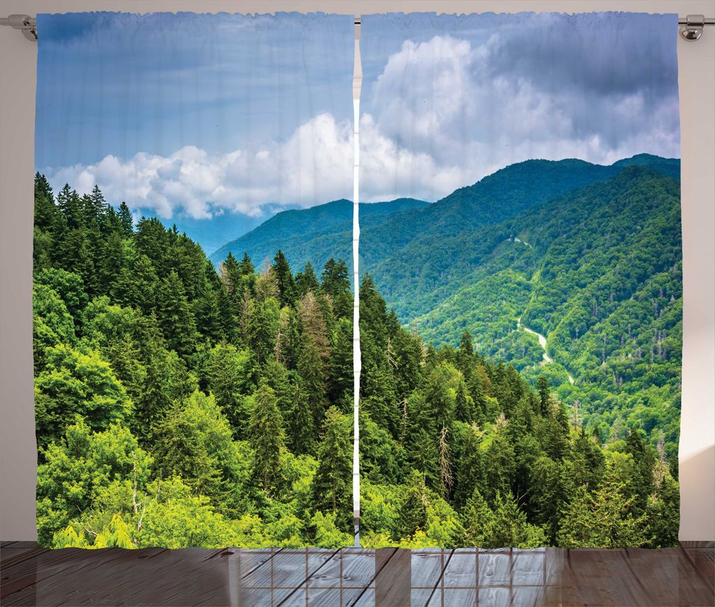 ABAKUHAUS Appalachian Rustikaler Gardine, Berg Dramatischer Himmel, Wohnzimmer Universalband Gardinen mit Schlaufen und Haken, 280 x 225 cm, Lime G...
