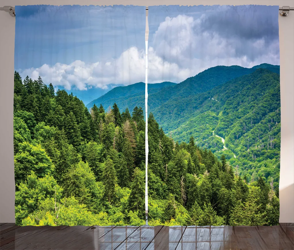 ABAKUHAUS Rideau de Salon Appalachian Montagne 280x225cm Vert Lime