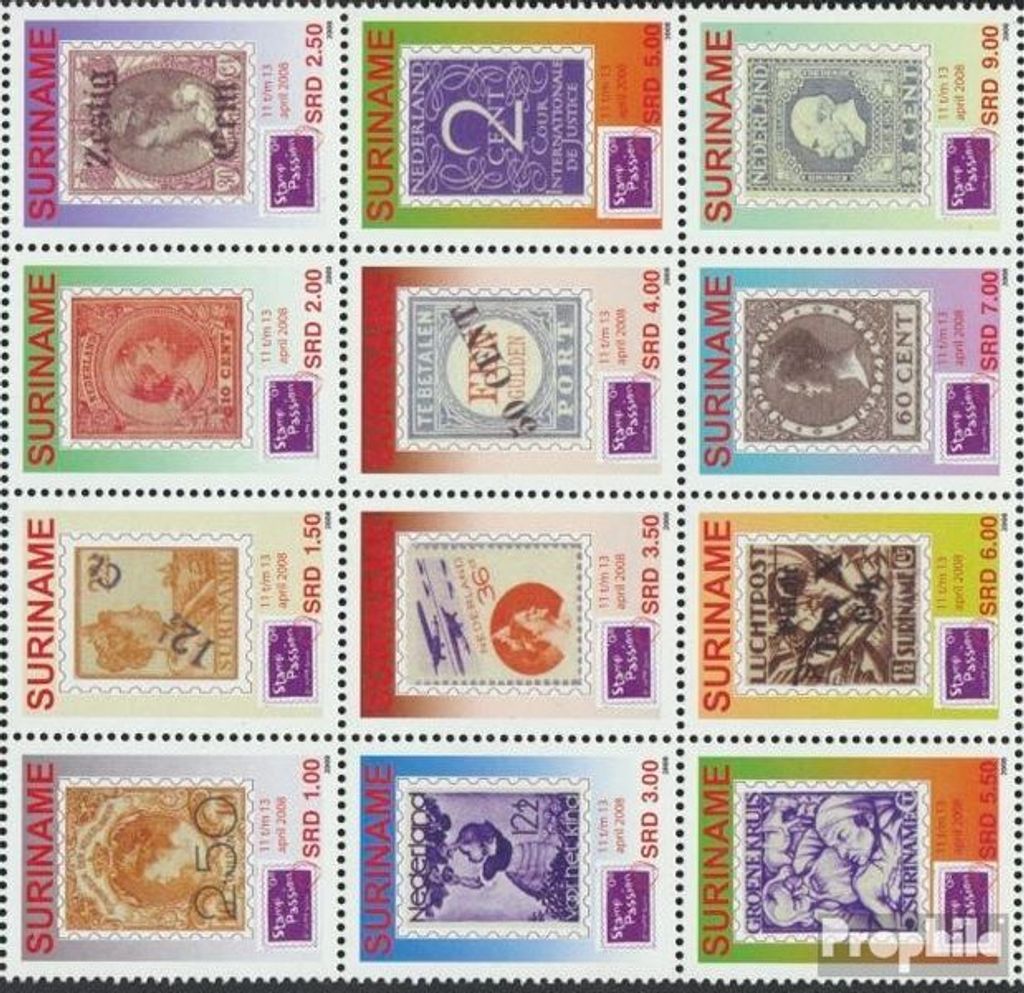 Briefmarken Suriname 2008 Mi 2200-2211 (kompl.Ausg.) Zwölferblock postfrisch Philatelie