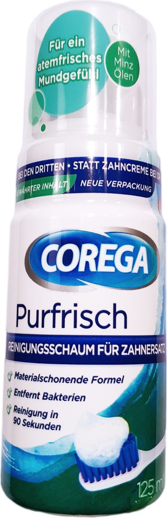 Corega Purfrisch Prothesen - Reinigungsschaum 125 ml Produktbild 