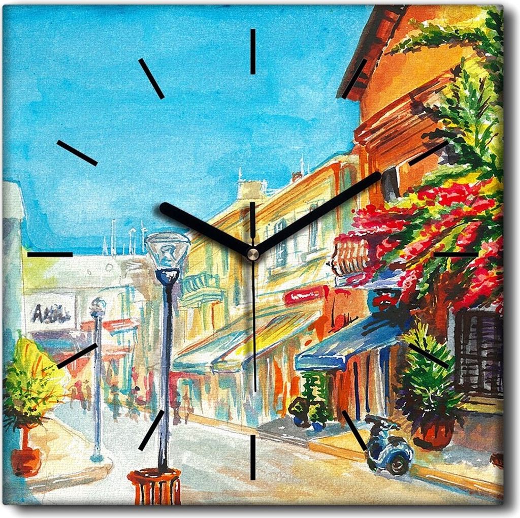 Coloray Uhr auf Leinwand 30x30 cm Wand Uhr Dekoration Wohnzimmer Segeltuch schwarze Hände -Hausarchitekturstadt.